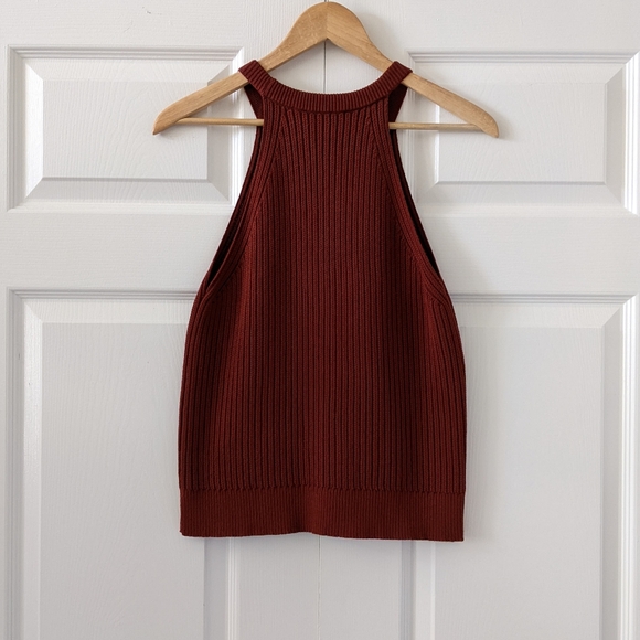 Theory Waxson Prosecco Ribbed Knit Sweater Tank | Burnt Paprika | Medium - Picture 4 of 14